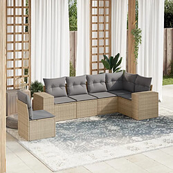 vidaXL Salon de jardin avec coussins 6 pcs beige résine tressée 