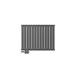 ML-Design Panneau de chauffage double couche 600x780 mm anthracite, y compris garniture de raccordement universelle ML-Design Radiateur Design Ovale Double Couche - Non Électrique - 780x600 mm - Anthracite - avec Garniture Universal (forme d'angle et de passage) et Thermostat - pour Salle Bain - Montage à Gauche