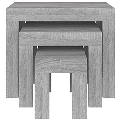 Acheter Maison Chic Ensemble de 3 Tables basses gigognes,Table Console pour salon sonoma gris bois d'ingénierie -MN83257