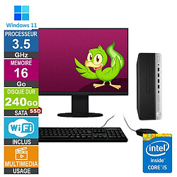 PC HP 600 G4 SFF i5-8500T 3.50GHz 16Go/240Go SSD Wifi W11 + Ecran 19 - Reconditionné