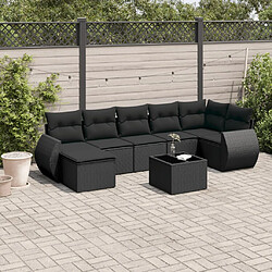 vidaXL Salon de jardin 8 pcs avec coussins noir résine tressée