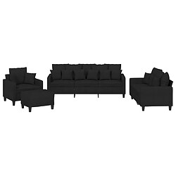 vidaXL Ensemble de canapés 4 pcs avec coussins noir tissu