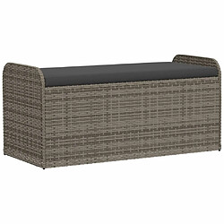 Maison Chic Banc de rangement | Meuble de rangement d'Entrée | Coffres d'Intérieur avec coussin gris 115x51x52 cm résine tressée -MN74087