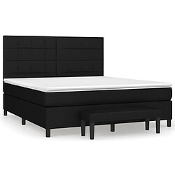 vidaXL Sommier à lattes de lit avec matelas Noir 160x200 cm Tissu