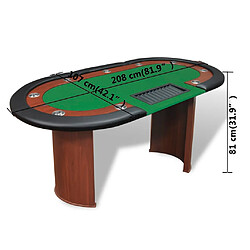 vidaXL Table de poker pour 10 joueurs avec espace de croupier Vert pas cher