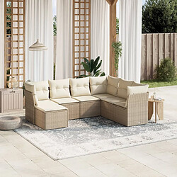 vidaXL Salon de jardin avec coussins 7 pcs beige résine tressée 