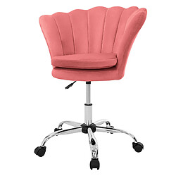 ML-Design Fauteuil de bureau et salon à roulettes rose hauteur réglable chaise en velours