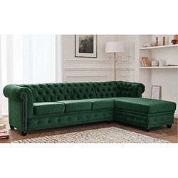 Lisa Design William - canapé Chesterfield d'angle droit - 4 places - en velours William - canapé Chesterfield d'angle droit - 4 places - en velours - Vert