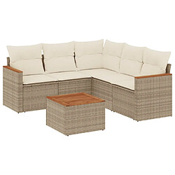 vidaXL Salon de jardin avec coussins 6 pcs beige résine tressée