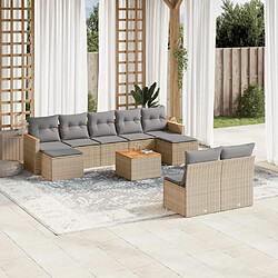 vidaXL Salon de jardin et coussins 10 pcs mélange beige résine tressée 