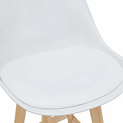 Helloshop26 Lot de 2 tabourets siège de bar avec dossier rembourré plastique synthétique hêtre105 blanc 03_0002777 pas cher