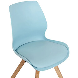 Decoshop26 Chaise de salle à manger x1 design scandinave en plastique et PVC bleu et pieds en bois carrés clair 10_0002305 pas cher