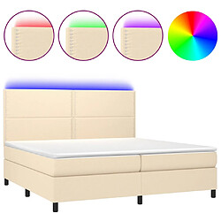 vidaXL Sommier à lattes de lit et matelas et LED Crème 200x200cm Tissu