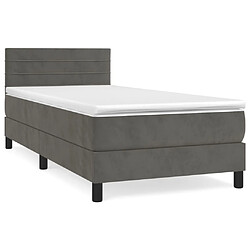 Maison Chic Lit adulte- Lit + matelas,Sommier à lattes de lit et matelas Gris foncé 80x200 cm Velours -GKD38774