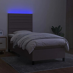 Avis vidaXL Sommier à lattes de lit et matelas et LED Taupe 90x190 cm Tissu