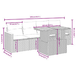 Avis vidaXL Salon de jardin 5 pcs avec coussins noir résine tressée