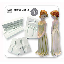 PME PM637 Lot de 6 Pièces Moules Figurines Femme, Plastique, Blanc, 15 x 3,5 x 16 cm