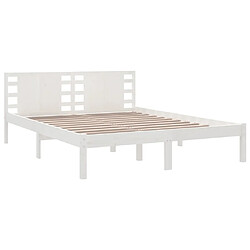 Acheter Maison Chic Lit Moderne Chambre - Cadre/structure de lit pour adulte Blanc Bois massif 150x200 cm Très grand -MN38882