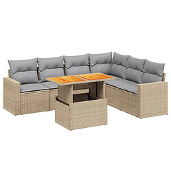 vidaXL Salon de jardin avec coussins 7 pcs beige résine tressée