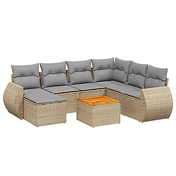 vidaXL Salon de jardin avec coussins 8 pcs beige résine tressée