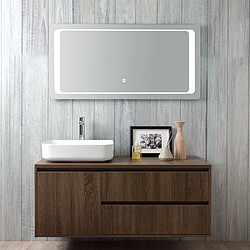 Kiamami Valentina MEUBLE DE SALLE DE BAIN EN BOIS NOYER FONCÉ, LAVABO, MIROIR TACTILE LED | SIENA