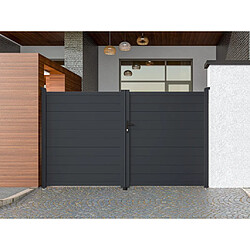 Vente-Unique Portail battant aluminium plein L305 x H181 cm anthracite - NAZARIO