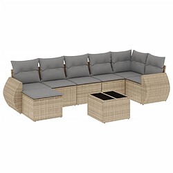 Maison Chic Salon de jardin avec coussins 8 pcs | Ensemble de Table et chaises | Mobilier d'Extérieur beige résine tressée -GKD21890