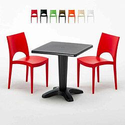 Grand Soleil Table et 2 chaises colorées polypropylen