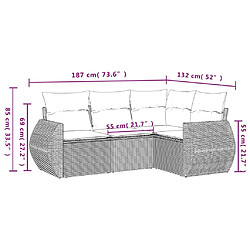 Avis vidaXL Salon de jardin avec coussins 4 pcs beige résine tressée