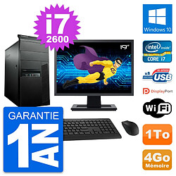 PC Tour Lenovo M91p Ecran 19" Core i7-2600 RAM 4Go Disque 1To Windows 10 Wifi · Occasion 