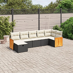 Maison Chic Ensemble Tables et chaises d'extérieur 7pcs avec coussins,Salon de jardin noir résine tressée -GKD493702