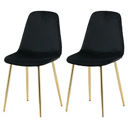 Maison Chic Lot de 2 Chaises à manger,Chaise pour cuisine,Solide Structure Polar velours noir et laiton -MN65666