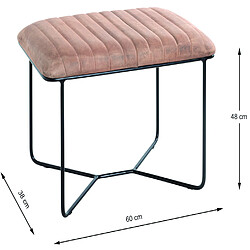 Pegane Tabouret en métal et cuir coloris marron - Longueur 60 x Hauteur 48 x Profondeur 38 cm pas cher