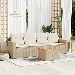 vidaXL Salon de jardin avec coussins 5 pcs beige résine tressée