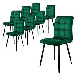 ML-Design Set de 8 chaises de salle à manger vert foncé velours avec dossier pieds en noir