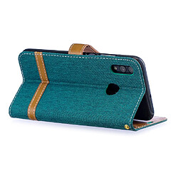 Acheter Etui en PU tissu jean bicolore avec support vert pour votre Huawei P Smart (2019)/Honor 10 Lite