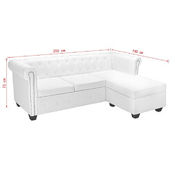 vidaXL Canapé Chesterfield en forme de L cuir synthétique blanc pas cher