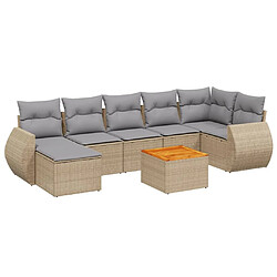 vidaXL Salon de jardin avec coussins 8 pcs beige résine tressée