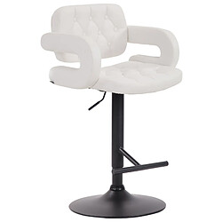 Decoshop26 Tabouret de bar capitonné en synthétique blanc accoudoirs repose-pieds métal design moderne TDB10511