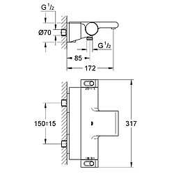 Grohe - Mitigeur thermostatique de baignoire chromé - Grohtherm 2000