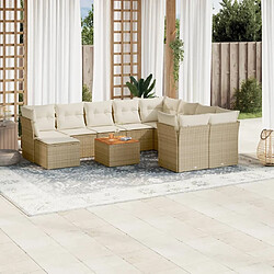 Maison Chic Salon de jardin 11 pcs avec coussins | Ensemble de Table et chaises | Mobilier d'Extérieur beige résine tressée -GKD60389