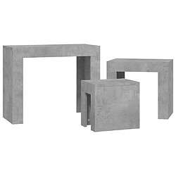 Acheter vidaXL Tables basses gigognes 3 pcs Gris béton Bois d'ingénierie