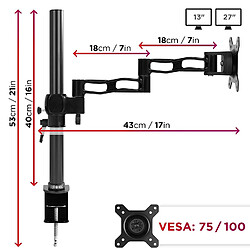 Avis Duronic DM351X3 Support écran PC pour bureau à pince - Potence et bras en aluminium - Compatibilité universelle avec moniteur d'ordinateur LCD / LED VESA 75 / 100 - 2 Extensions