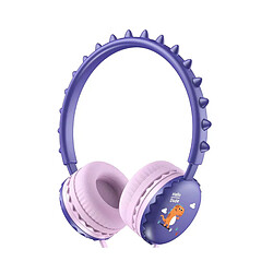 LUUCOZK Casque filaire universel 3,5 mm avec motif de dinosaure mignonpour téléphone portable-violet 