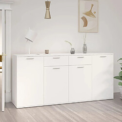 Maison Chic Buffet,Meuble de Rangement,commode pour salon,Cuisine Blanc 160x36x75 cm Aggloméré -MN48854