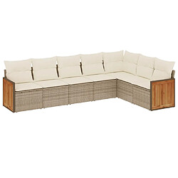 vidaXL Salon de jardin avec coussins 7 pcs beige résine tressée