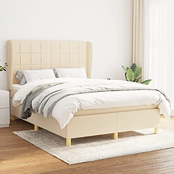 vidaXL Sommier à lattes de lit avec matelas Crème 140x190 cm Tissu 