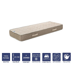 Literie Julien Matelas Latex Naturel 90x200 x 23 cm Très Ferme - Tissu 100% Coton - Spécial Sommier Electrique - 7 Zones de Confort - Noyau Poli Lattex HR Dernière Génération - Très Respirant Matelas Latex Naturel 90x200 x 23 cm Très Ferme - Tissu 100% Coton - Spécial Sommier Electrique - Déhoussable Housse Lavable - 7 Zones de Confort - Noyau Poli Lattex HR Dernière Génération - Très Respirant