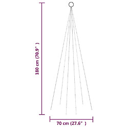 vidaXL Sapin de Noël sur mât de drapeau 108 LED Blanc chaud 180 cm pas cher