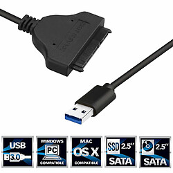 INECK® Câble adaptateur USB 3.0 vers SATA pour HDD/SSD SATA 2,5"" - Convertisseur USB vers SATA pour disque dur - Noir